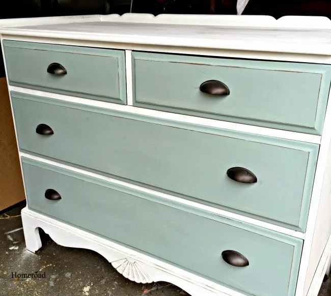 A Ballard Inspired Two Toned Dresser Makeover www.homeroad.net