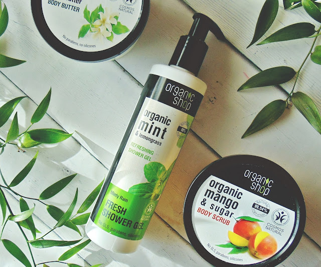 Organic Shop Kenyan Mango Body Scrub, White Tea Body Butter & Minty