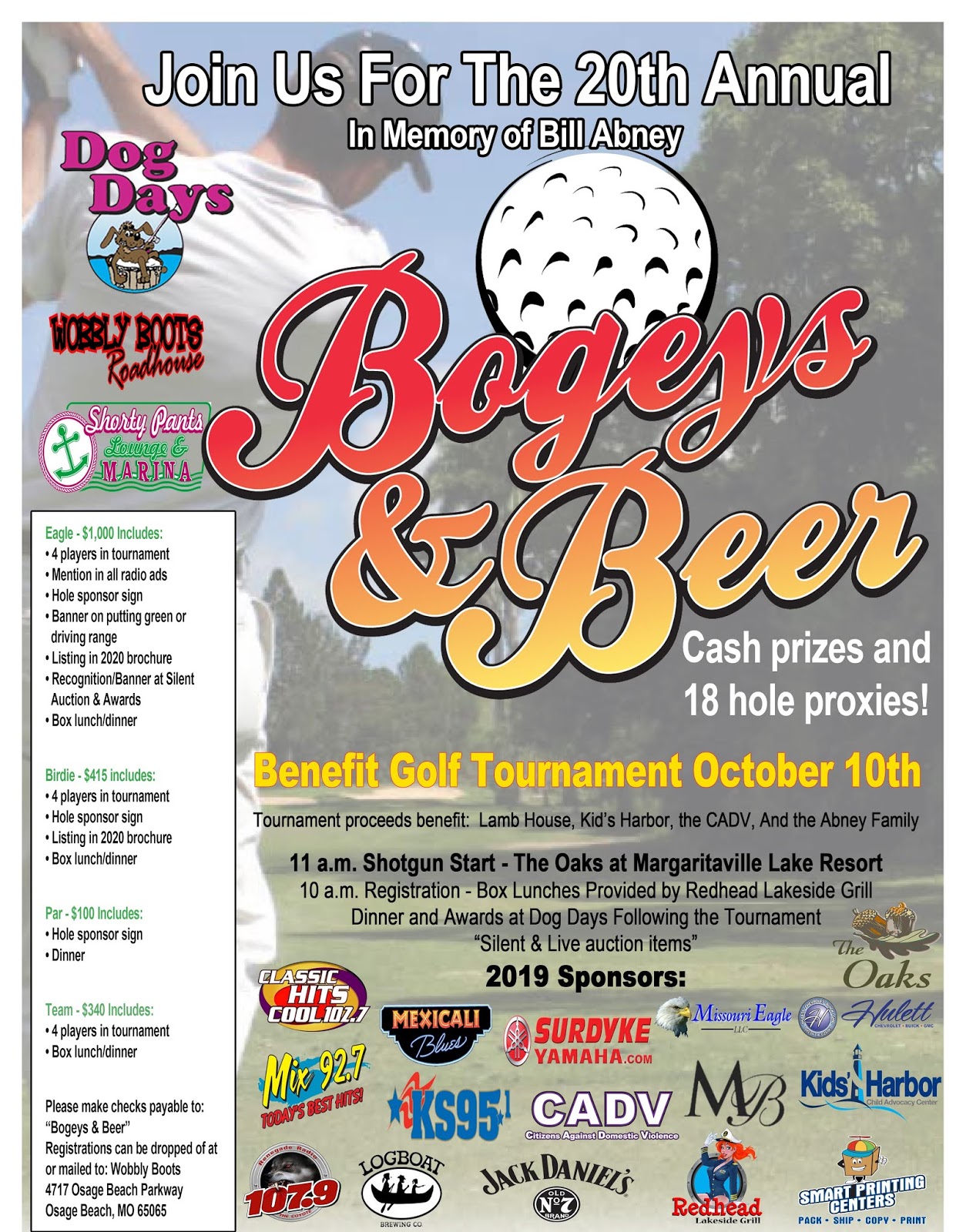 Wobbly Boots Roadhouse Sign Up NOW for the Bogeys & Beer Golf Tournament!