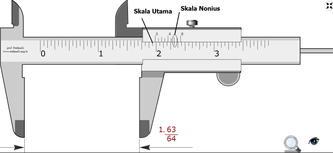Cara membaca hasil ukur vernier caliper 1/128 inch