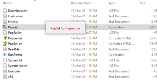 PopSel Windows 10용 팝업 메뉴 실행기 소프트웨어