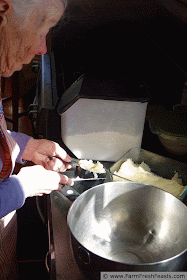 GIF of mixing lefse dough and shaping into balls
