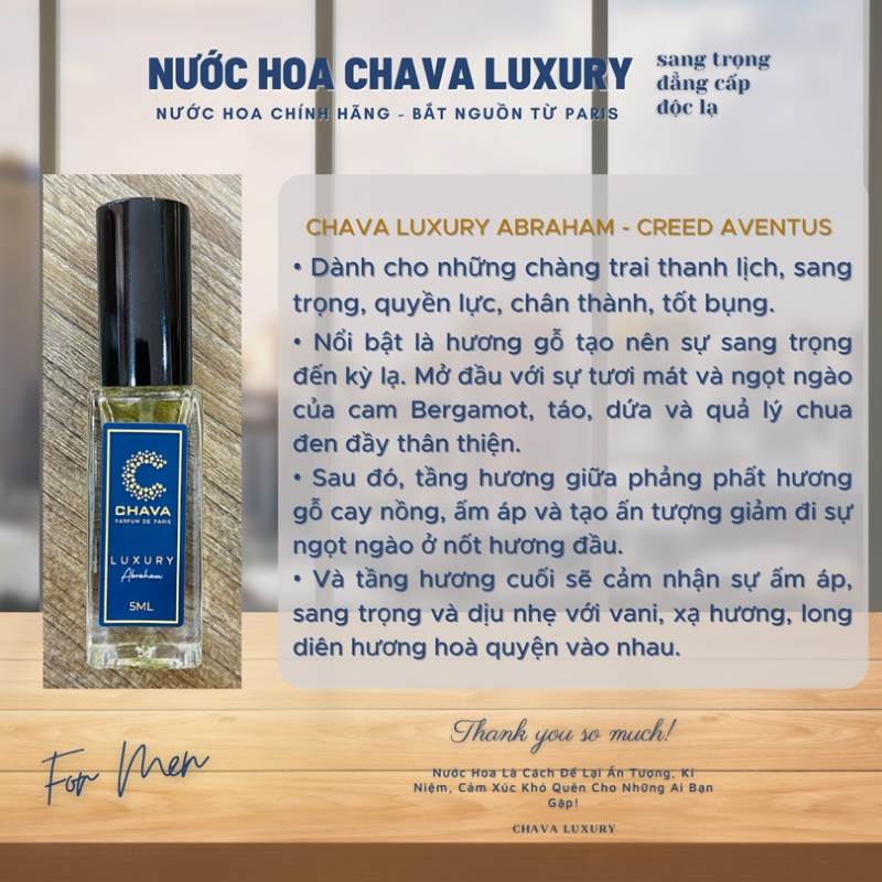 NƯỚC HOA MINI LUXURY ABRAHAM 5ML – CHAVA