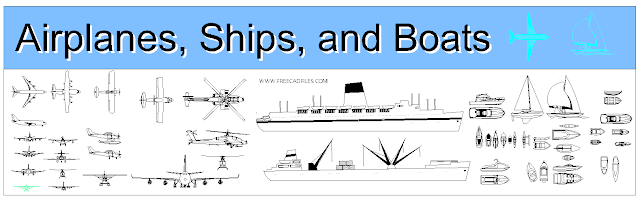 Airplanes, Ships, and Boats DWG 2d blocks