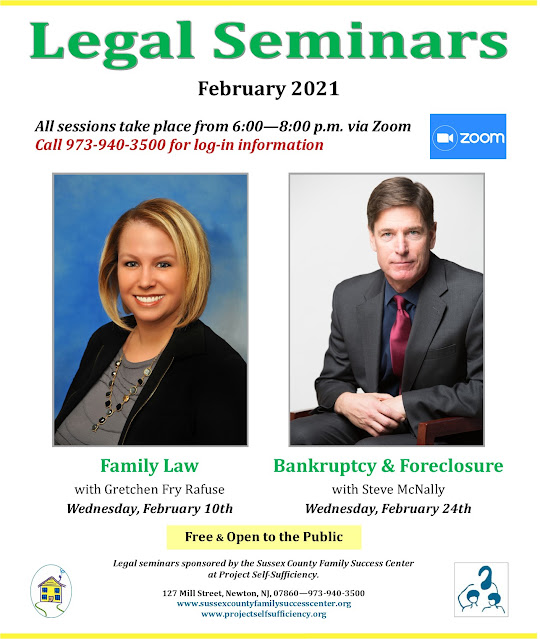 Free virtual Family Law and Bankruptcy Seminars hosted by Project Self-Sufficiency.