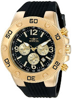 Invicta Men's 20275 Pro Diver Japanese Quartz Gold & Black Watch, chronograph functions with 3 sub dials, date window, luminous hands & hour markers