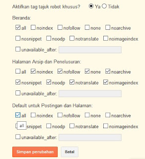 Cara setting Tag tajuk robot khusus