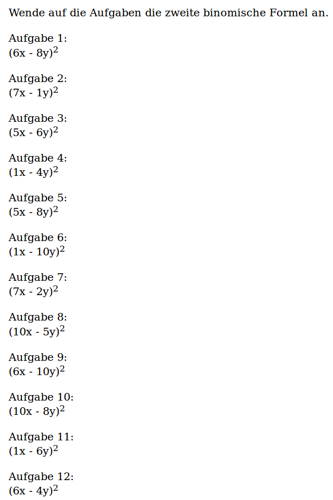 Mathe Ist Einfach Arbeitsblatt 2 Binomische Formel