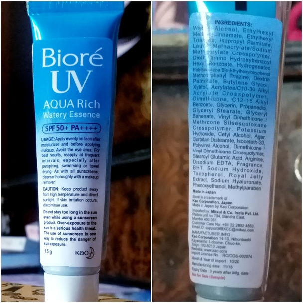Kao Bioré UV AQUA Rich Watery Essence Sunscreen Review
