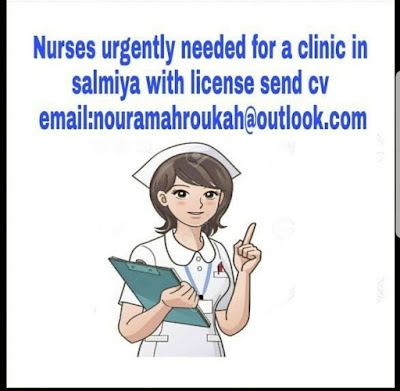 Nurses urgently needed for a clinic in salmiya with license send CV