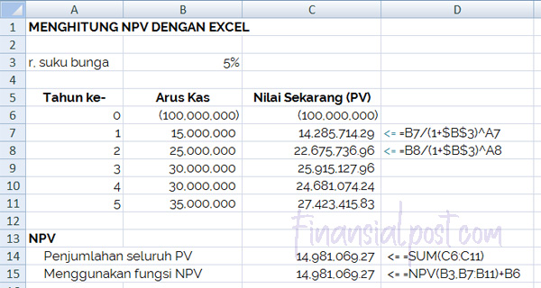 Rumus Npv Dan Contoh Soal Beserta Cara Hitung Di Excel Hot Sex Picture