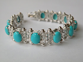 Silver turquoise and zircon bracelet 