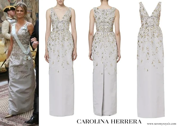 Princess Medeleine wore Carolina Herrera Embroidered Silk Gown