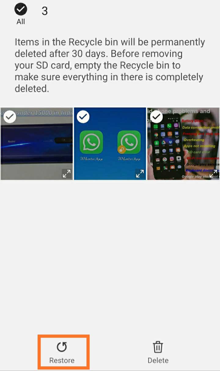 Where is Recycle bin in Android phones[Samsung Redmi] Techk