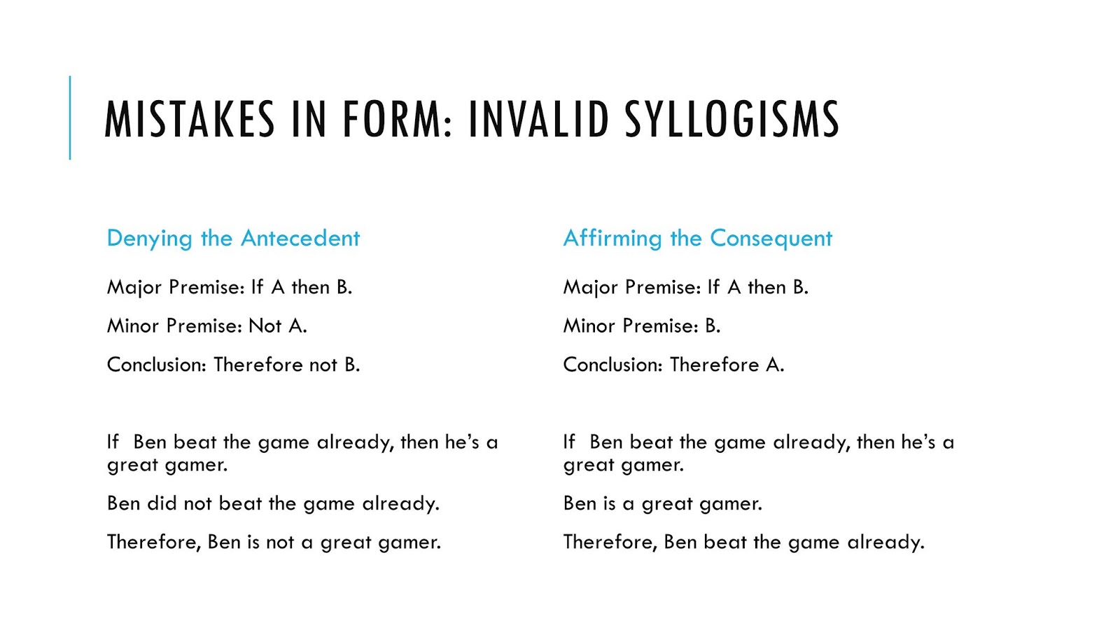 Introducing the Syllogism by Example Example Example