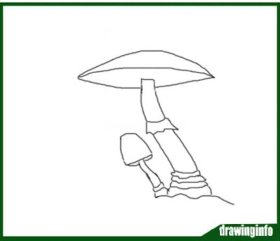 Mushroom drawing easy toadstool color fungus drawing