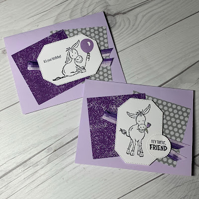 Two cards make using the Darling Donkeys Sale-A-Bration Stamp Set From Stampin' Up!