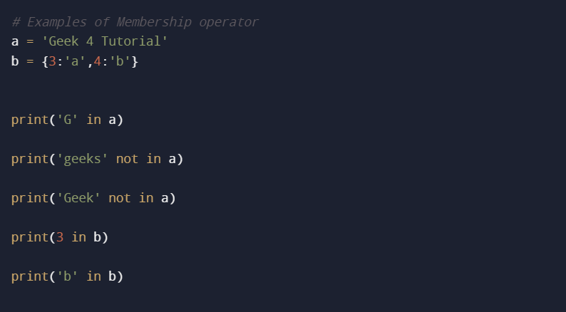 Geek4Tutorial.com: Python Operators