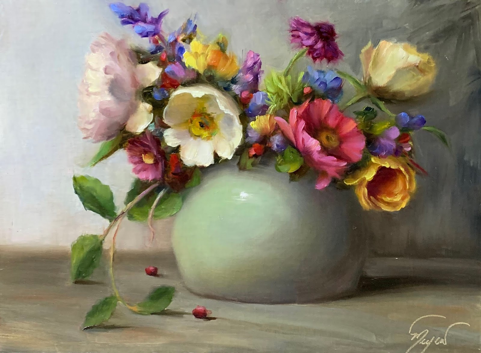 Pat Meyer daily painter Fresh Flowers by artist Pat Meyer
