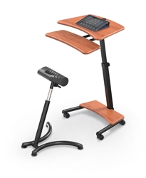 ergonomic perch stool with sit to stand laptop desk