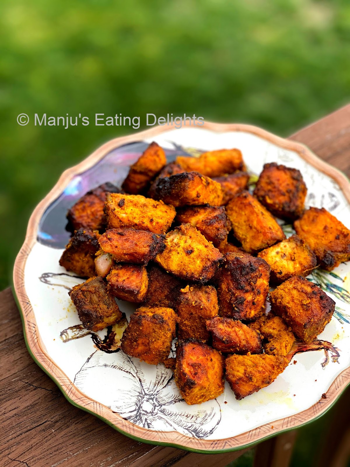 Manju's Eating Delights Kerala style Salmon Fry Air Fried