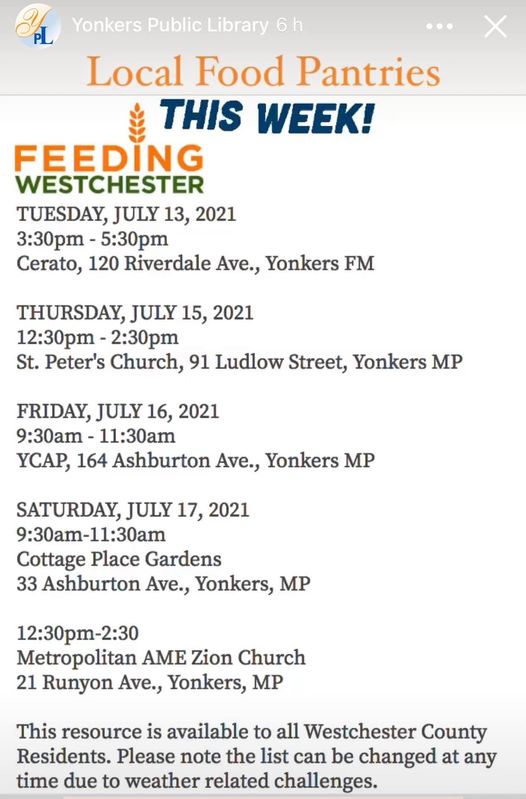 Yonkers Insider Yonkers Insider Community News Schedule for Food