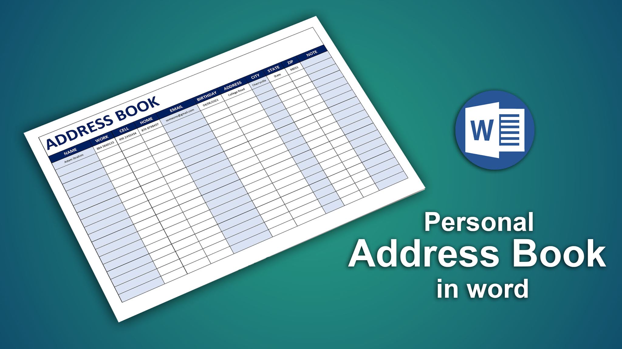 Addressbook. Personal addresses