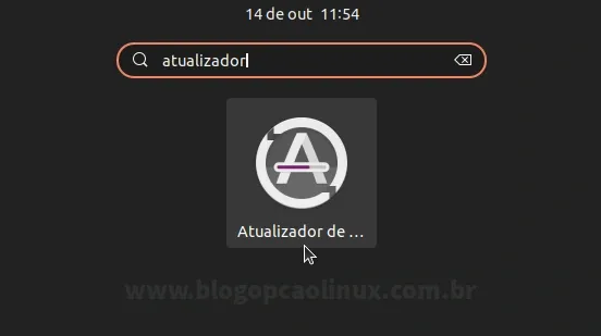 Pesquisando pelo Atualizador de Programas no Ubuntu 21.10