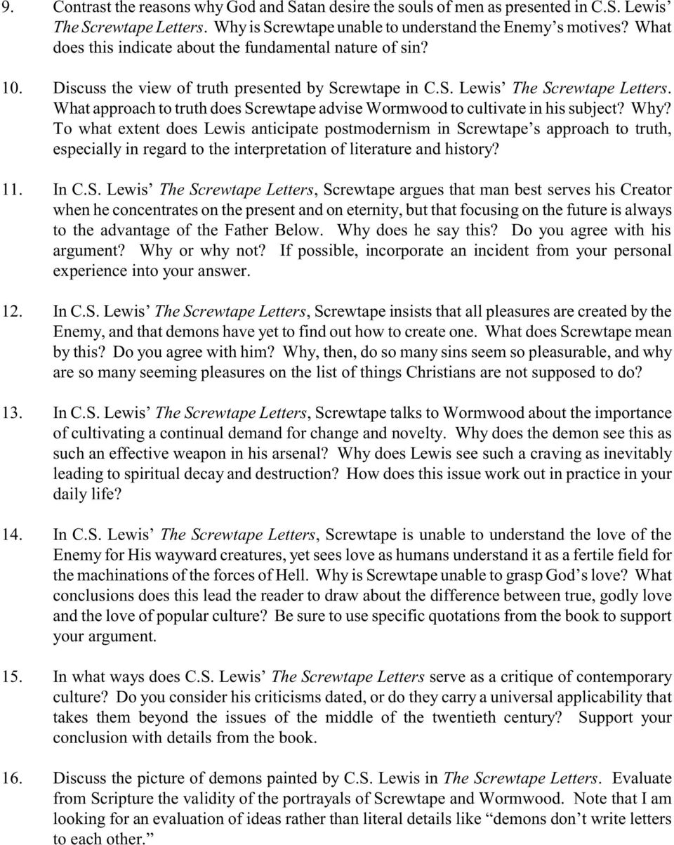 The Screwtape Letters Pdf Thankyou Letter