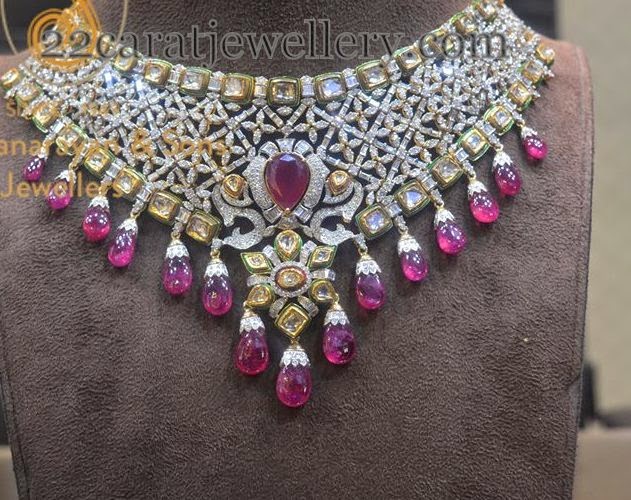 Polki Diamond Necklace by PSJ - Jewellery Designs