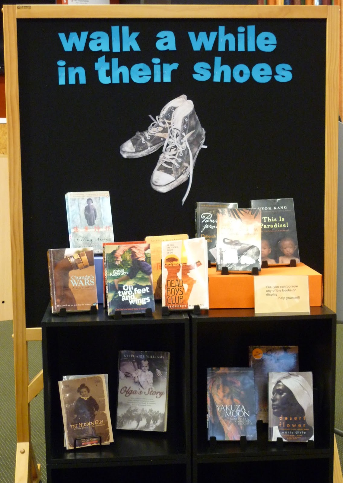 Library Displays Walk a while in their shoes