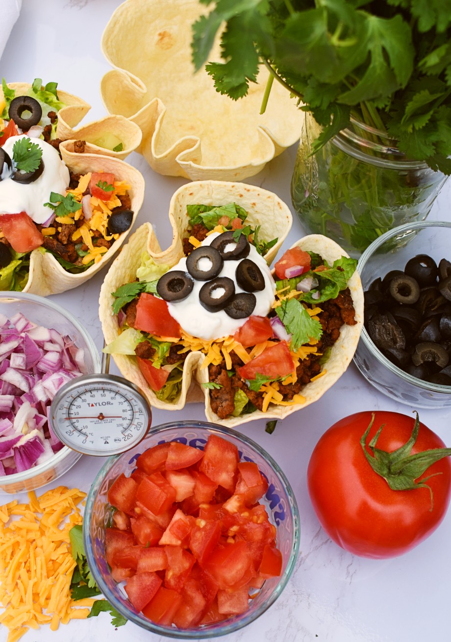 Taco Salad with Homemade Tortilla Bowls | The Nutritionist Reviews