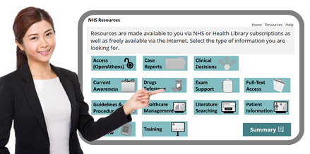 screen-shot showing the different categories of resources