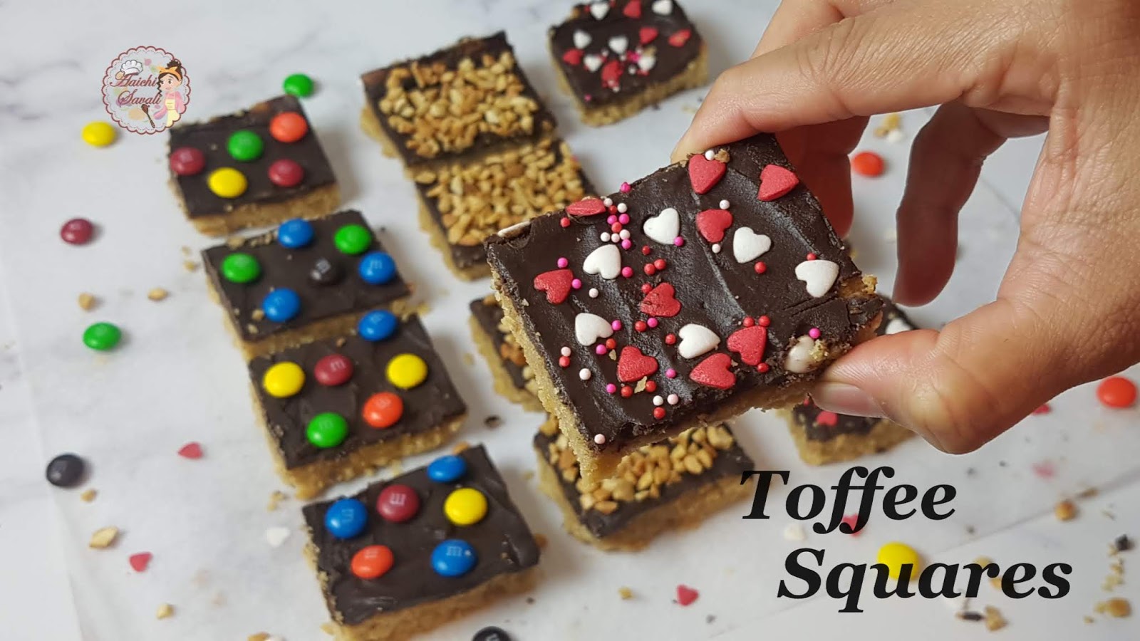Valentine's Day Special Toffee Squares / Chocolate Toffee Bars