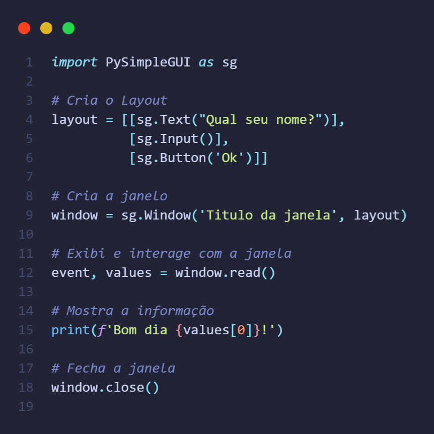 Construindo um programa com interface em python