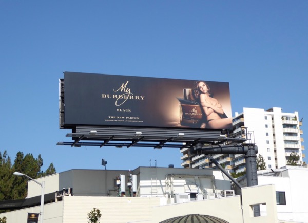 Lily James My Burberry Black fragrance billboard Lily James My Burberry Black billboard