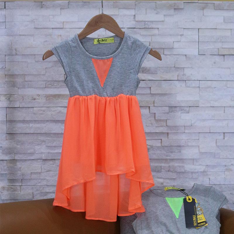 Đầm Voan Phối 2 Màu – Bé 3-13 tuổi – Thương Hiệu : Khaki 153449