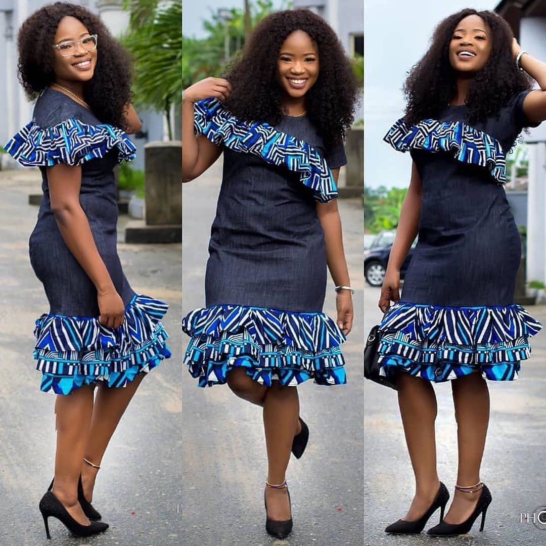 ankara and jean combination styles