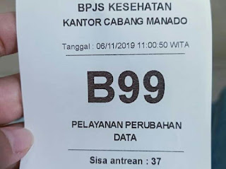 No antrian kantor BPJS Kesehatan Manado