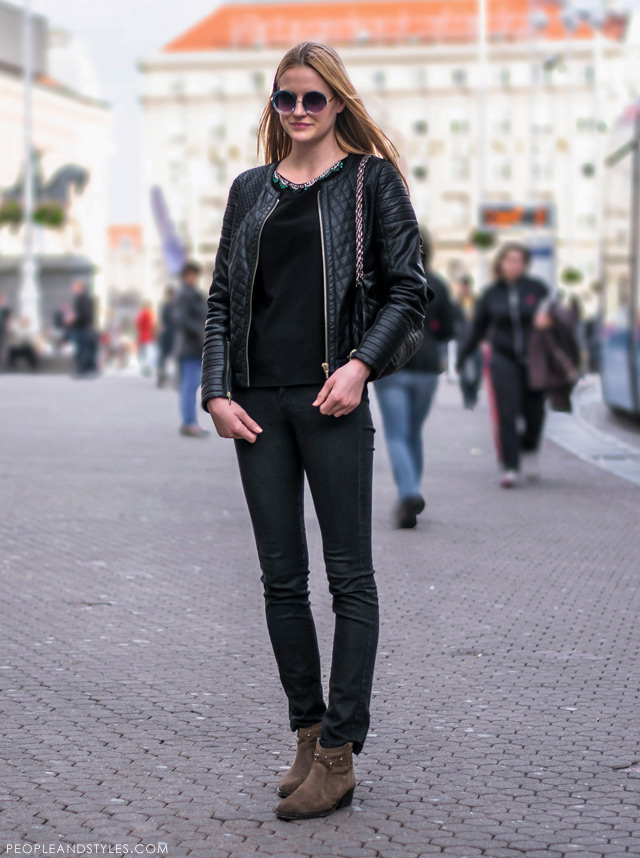 Ivana Babić, stajlinzi s bajkerskom jaknom, ulična moda