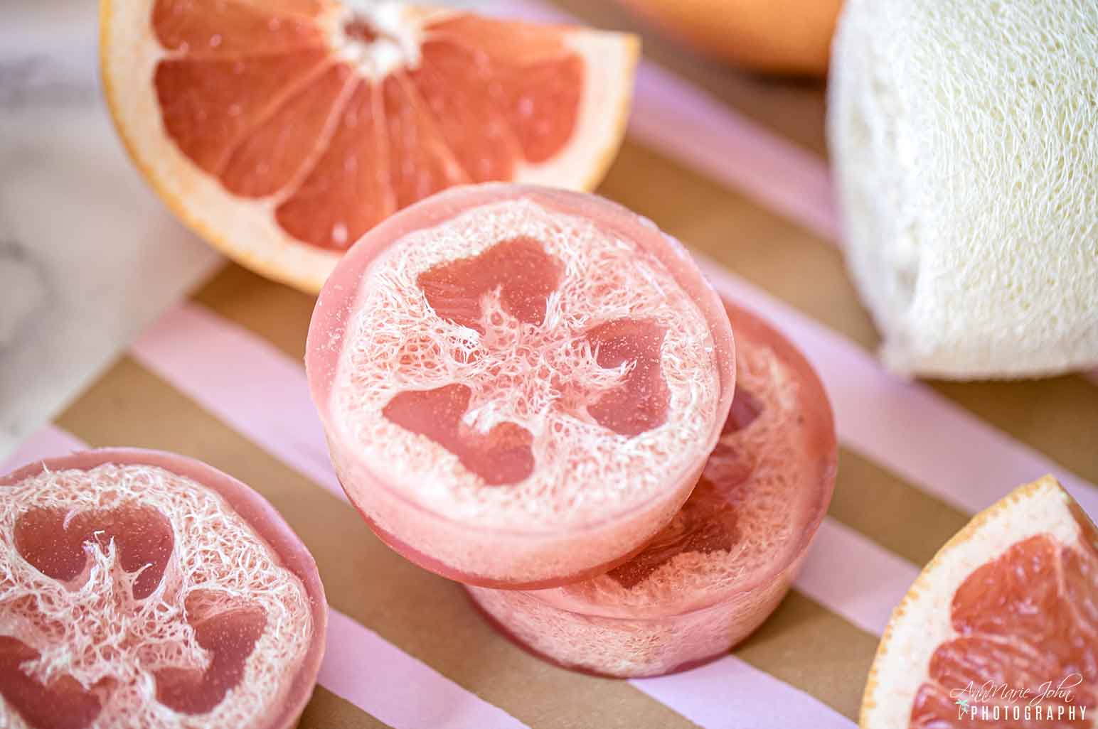 DIY Pink Grapefruit Loofah Soap AnnMarie John LLC A Travel and