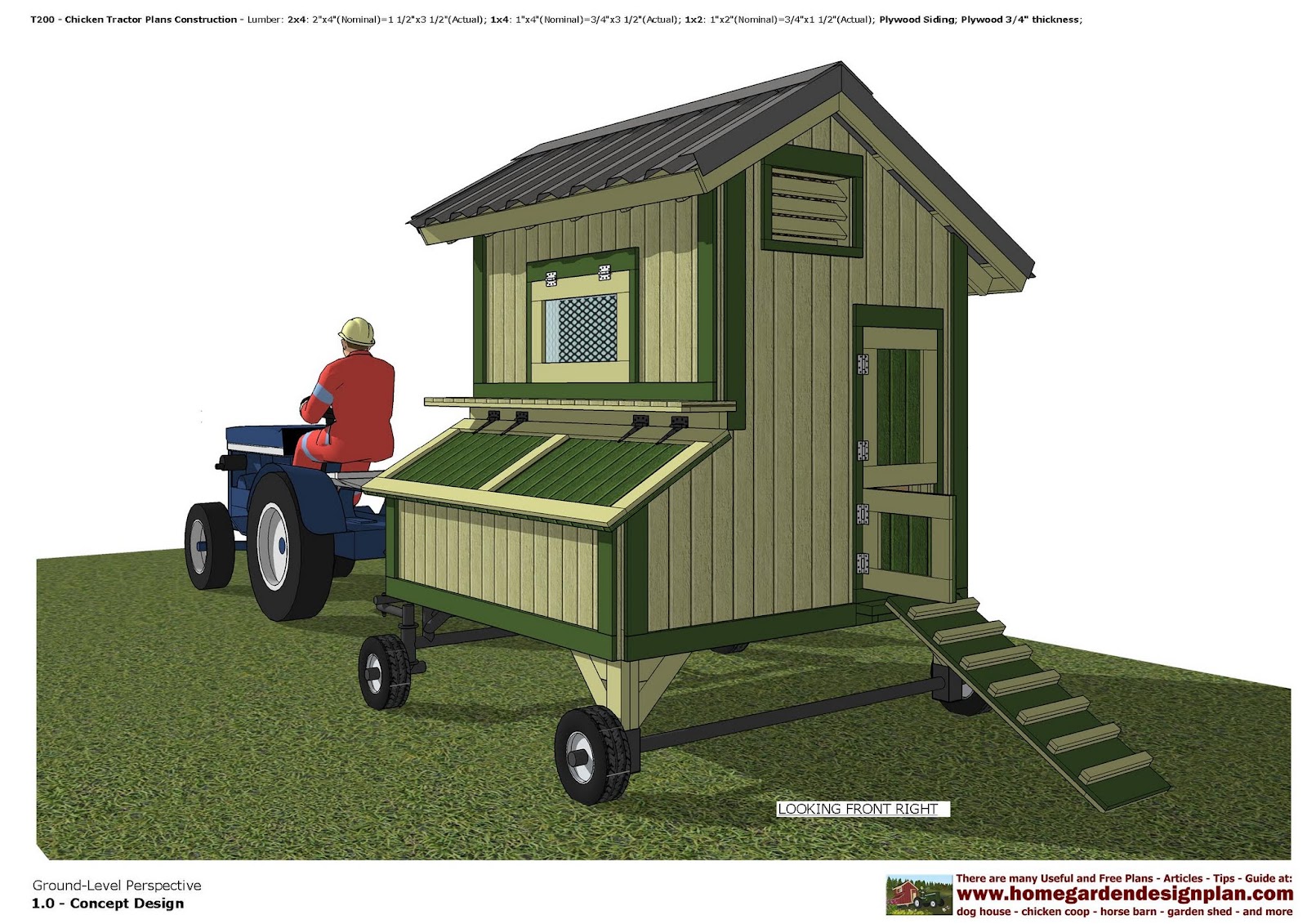 home garden plans T200 Chicken Tractor Plans Construction Chicken