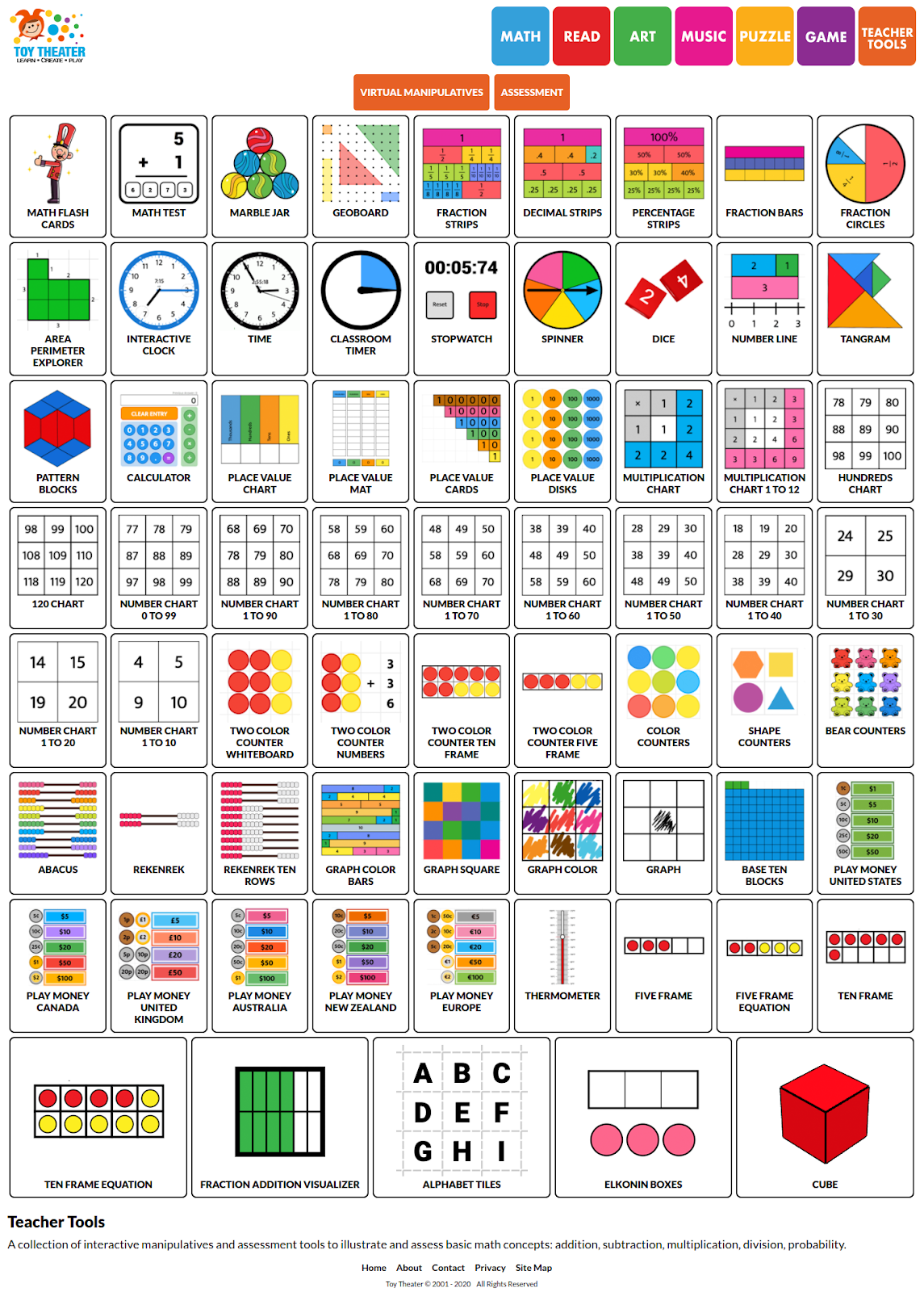 'Toy Theater' leuke leerspelletjes voor leerlingen en prachtige 'digibord'tools voor