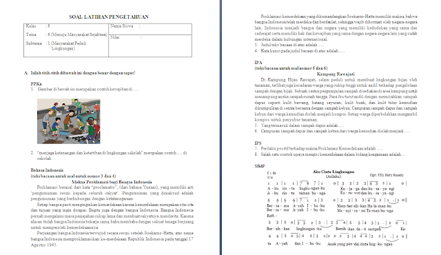 Soal Ulangan Harian Kelas 6 SD/MI Tema 6