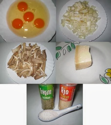 Ingredientes da omelete com cogumelos e requeijão Omelete com cogumelos e requeijão
