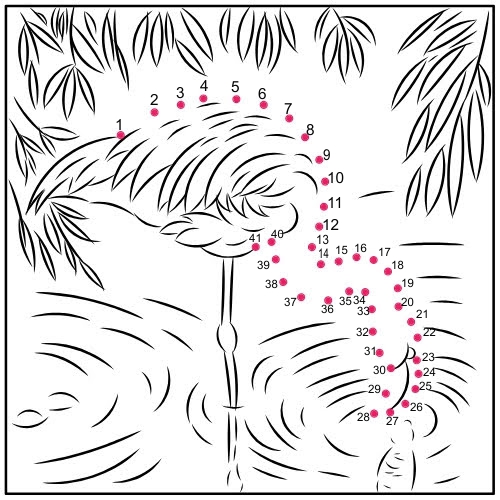 Coloring page of a flamingo connect the dots