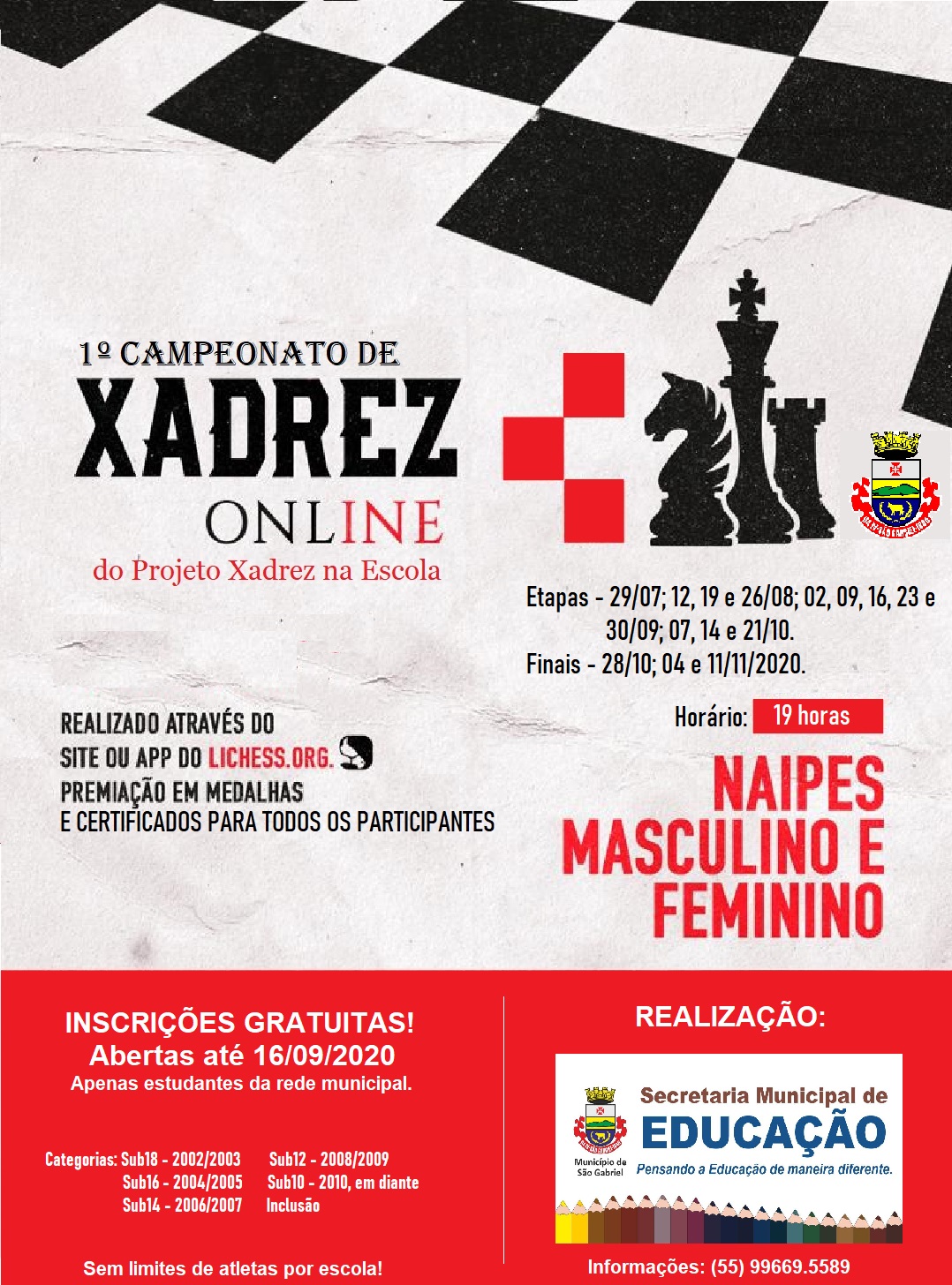 Vem aí o 1º Campeonato Municipal de Xadrez Online - Coluna Ponto