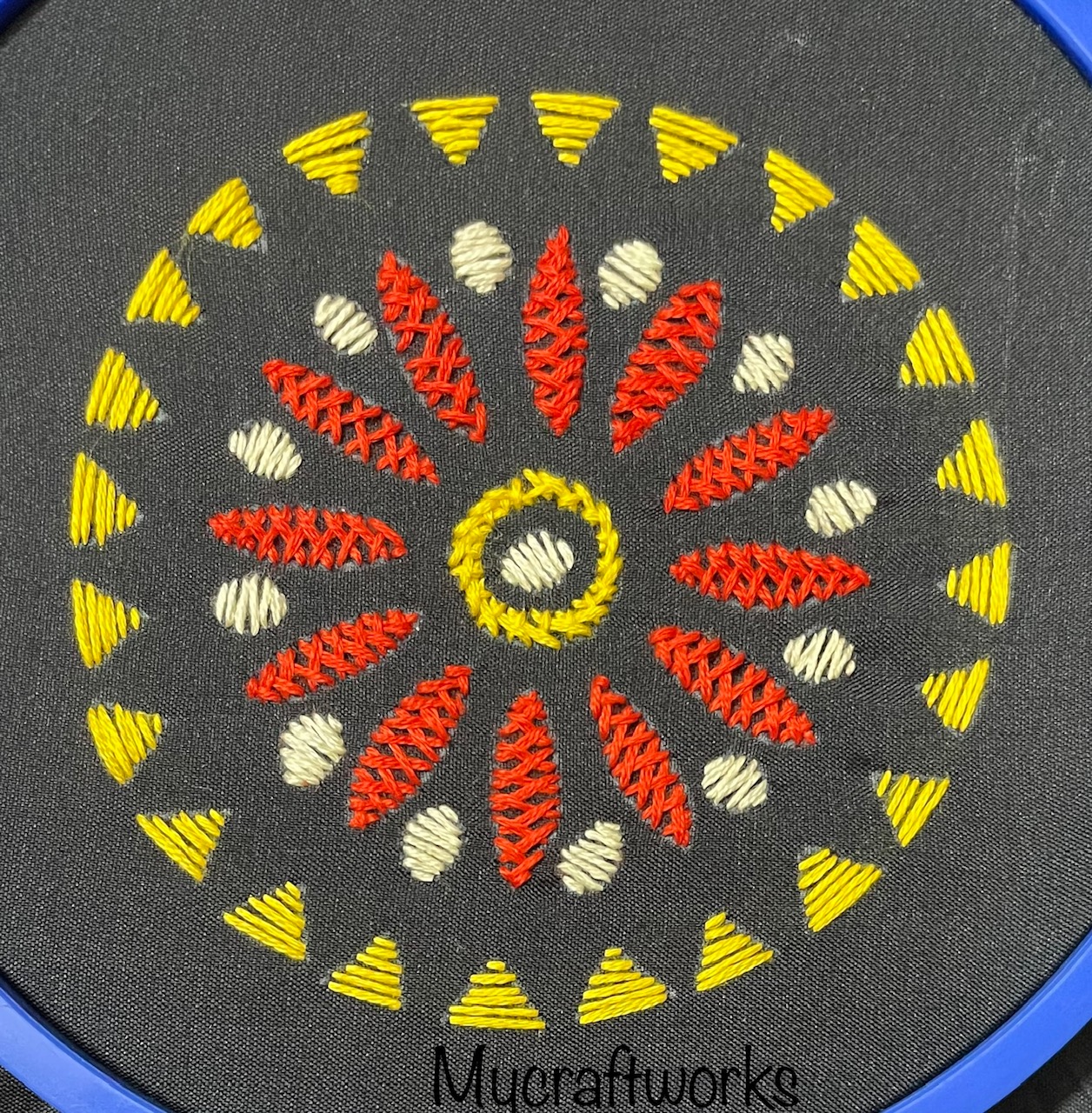 MY CRAFT WORKS Kantha Embroidery Design 2 Herringbone stitch