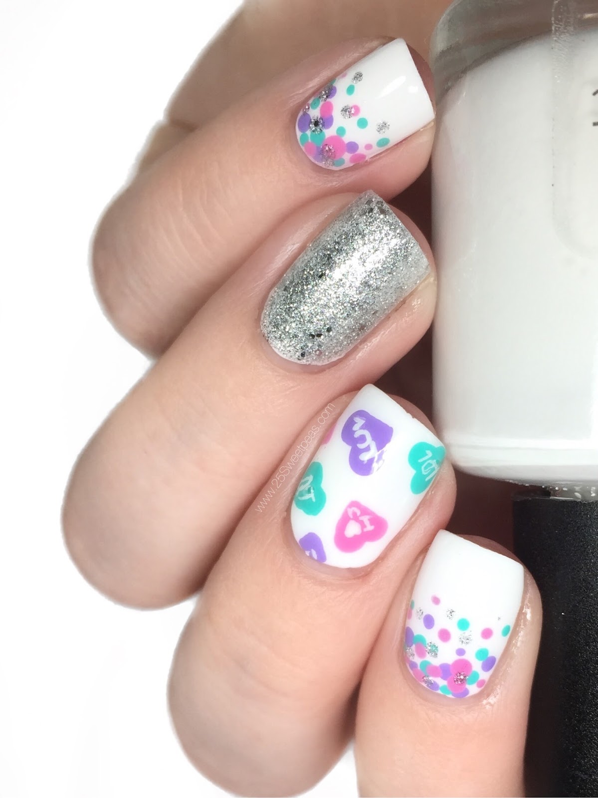 Valentines Nails Conversation Hearts 25 Sweetpeas
