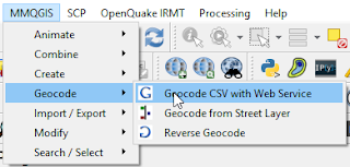 MMQGIS geocode menu